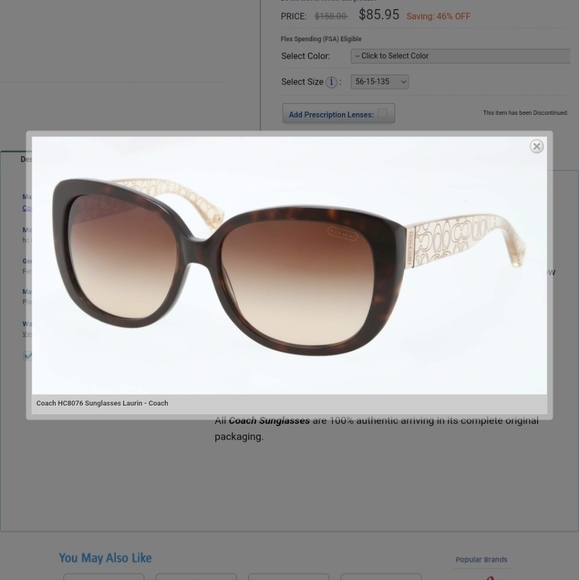 Coach HC 8076 L067 Laurin dark tortoise brown gradient sunglasses with clam case - Picture 10 of 14
